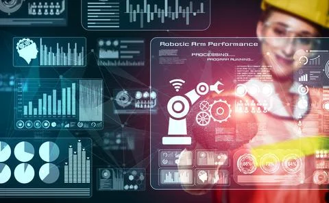 Engineering technology and industry 4.0 smart factory concept 스톡 사진