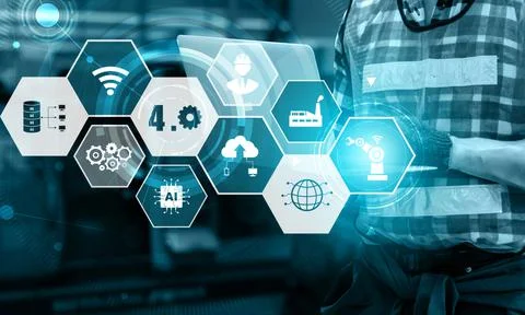 Engineering technology and industry 4.0 smart factory concept Foto stock
