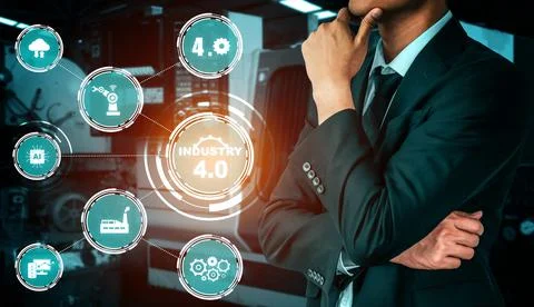 Engineering technology and industry 4.0 smart factory concept 스톡 사진