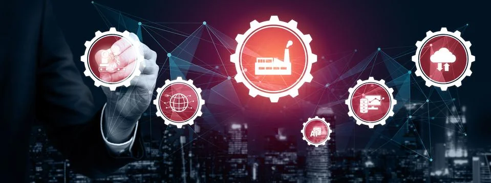 Engineering technology and industry 4.0 smart factory concept 스톡 사진
