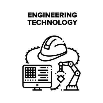 Engineering Technology System Vector Black Illustration 스톡 일러스트