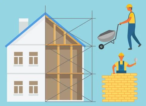 Engineering Technology, Worker Building Vector Ilustración de archivo