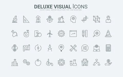 Engineering thin black and red line icons set, engineers tools and data system イラスト素材