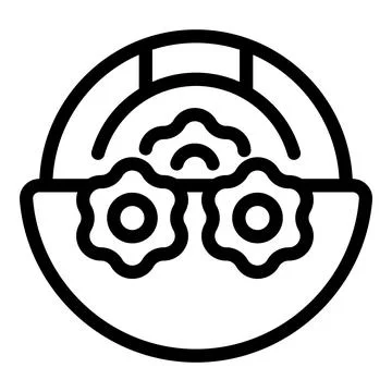 Engineering thinking process icon depicting gears turning in hard hat Stock Illustration