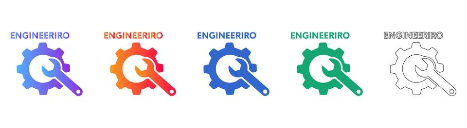Engineering Tool and Gear Icons Set Stock Illustration