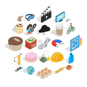 Engineering tool icons set, isometric style Stock Illustration