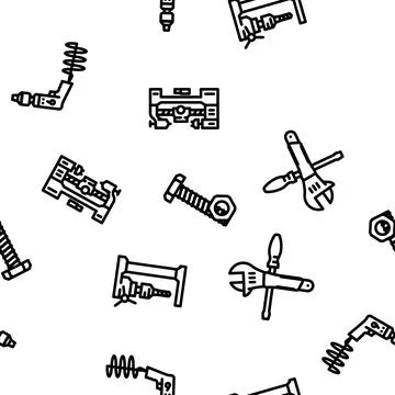 Engineering tool work equipment vector seamless pattern Illustrazione stock