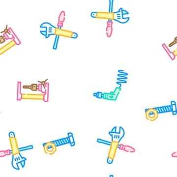 Engineering tool work equipment vector seamless pattern Stockillustratie