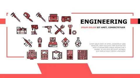 Engineering tool work wrench landing header vector Illustrazione stock