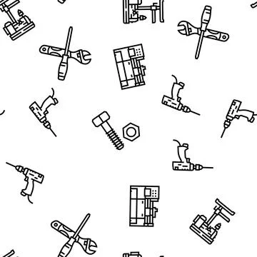 Engineering tool work wrench vector seamless pattern Stockillustratie