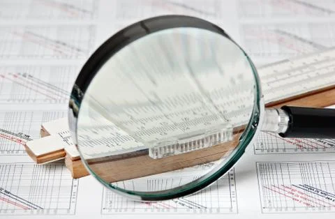 Engineering tools on technical drawing Foto stock