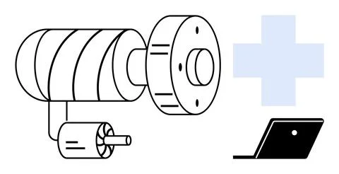 Engineering tools, technology systems, healthcare integration, industrial des Illustrazione stock