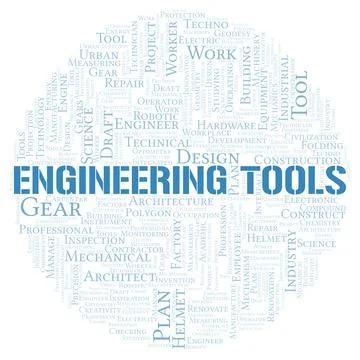 Engineering Tools typography word cloud create with the text only 스톡 일러스트