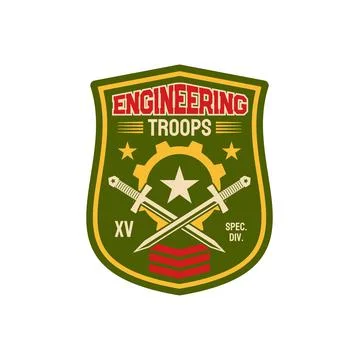 Engineering troops squadron repair battalion patch Stock Illustration