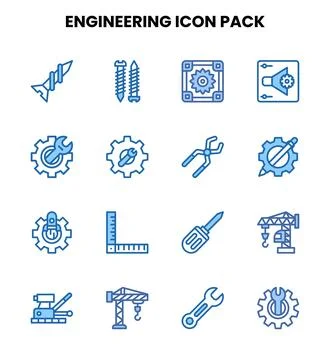 Engineering Two Colour Bundle Icons Pack イラスト素材