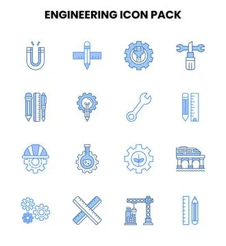 Engineering Two Colour Bundle Icons Pack Stock Illustration