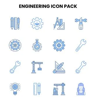 Engineering Two Colour Collection Icons Pack イラスト素材