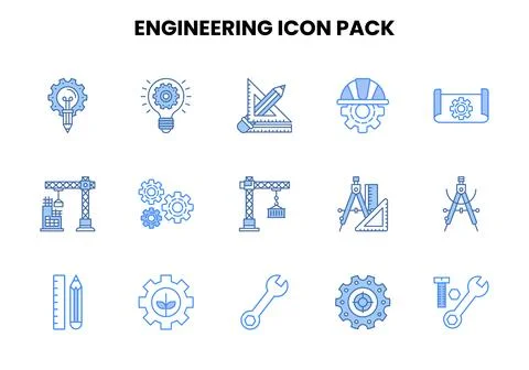 Engineering Two Colour Scalable Icons Pack Stock Illustration