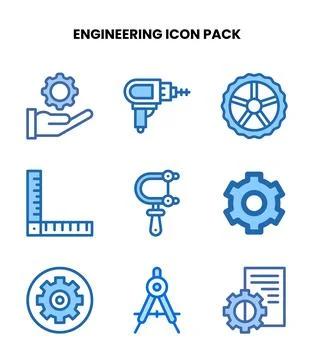 Engineering Two Colour Scalable Icons Pack Stock Illustration