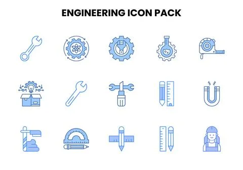 Engineering Two Colour Set Icons Pack イラスト素材