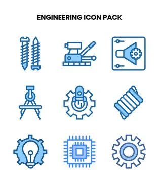 Engineering Two Colour UI Icons Pack Stock Illustration