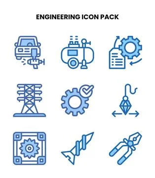 Engineering Two Colour UI Icons Pack 스톡 일러스트