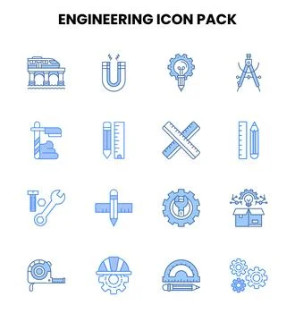 Engineering Two Colour Vector Icons Pack 스톡 일러스트