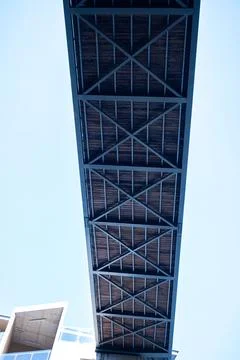 The Engineering Underneath a Pedestrian Skybridge Stock Photos