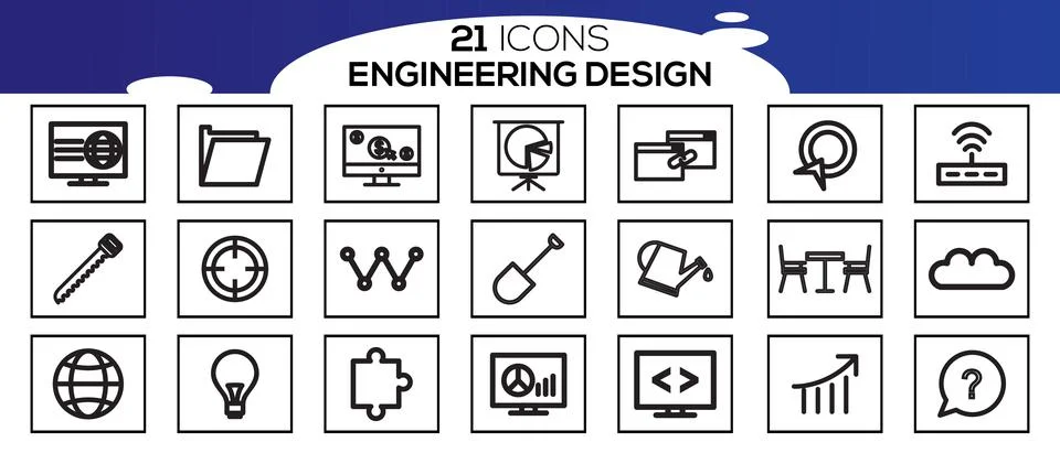 Engineering vector icons set. Contains such Icons as Manufacturing, Engineer, Stock Illustration