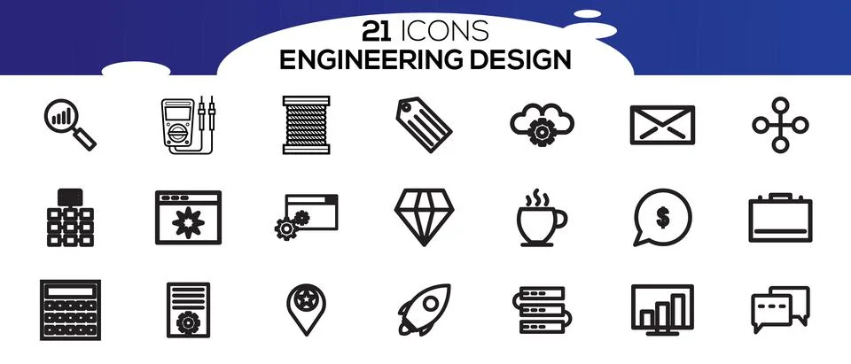Engineering vector icons set. Contains such Icons as Manufacturing, Engineer, Stock Illustration