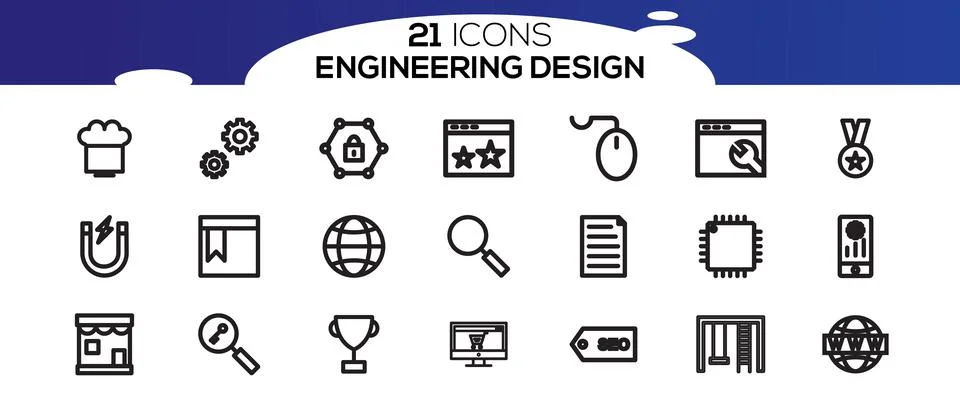 Engineering vector icons set. Contains such Icons as Manufacturing, Engineer, Stock Illustration