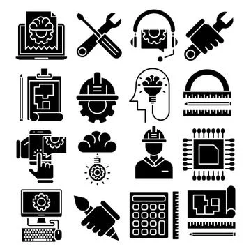 Engineering vector icons set Stock Illustration