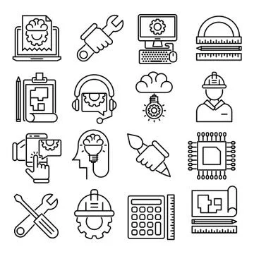 Engineering vector icons set 스톡 일러스트