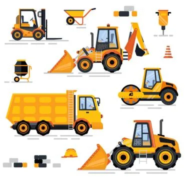 Engineering Vehicle, Building Equipment Vector Ilustración de archivo