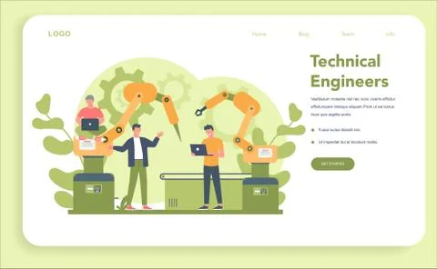 Engineering web banner or landing page. Technology and science. Stock Illustration