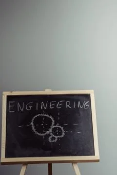 Engineering word written on chalkboard Stock Photos