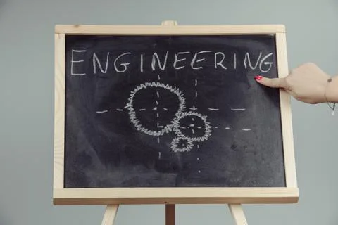 Engineering word written on chalkboard 스톡 사진