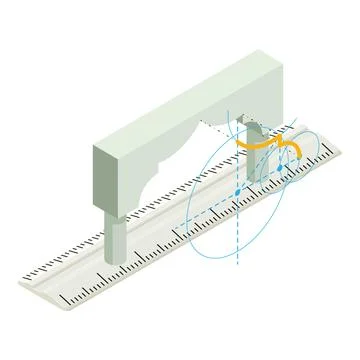 Engineering work icon isometric vector. Modern arch project and plastic ruler Stock Illustration