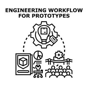 Engineering workflow developing new product prototype 库存插图
