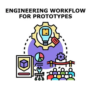 Engineering workflow developing new product prototype Stock Illustration