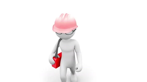 The Engineers. 3D characters with a case. People series - Top view.  Video stock 61353494