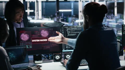 Engineers in AI server hub alerted by hacking incident Stock Footage 313566218
