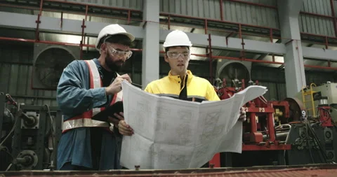 Engineers and technicians are overseeing mechanical maintenance project Stock Footage 254543306