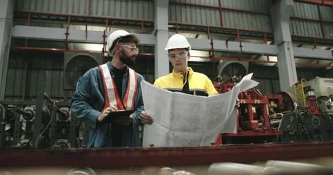 Engineers and technicians are overseeing mechanical maintenance project Stock Footage 254543930