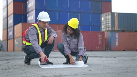 Engineers and technicians inspect the standards of containers that are made Stock Footage 308817704