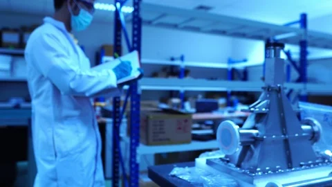 Engineers are checking the equipment in the lab  Vídeo Stock 115249401