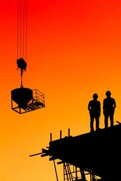 Engineers are consulting before ordering construction work on site. Construct Stock Photos