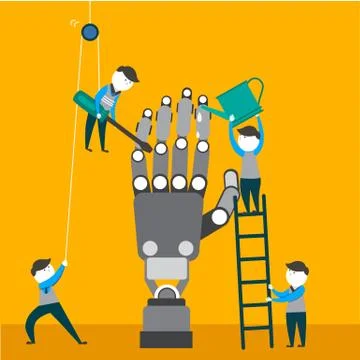 Engineers are making and checking robotic arm Stock Illustration