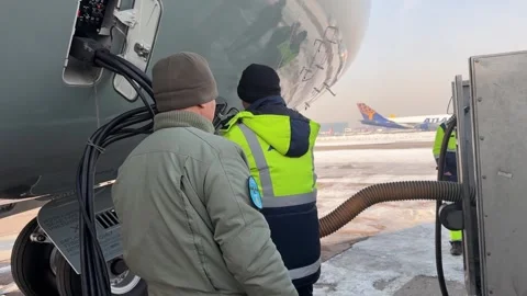 Engineers are preparing the Airbus A400M aircraft Stock-Footage 299792431