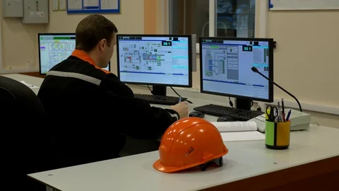 Engineers are working on a desktop computer in a factory Stock Footage 86491320